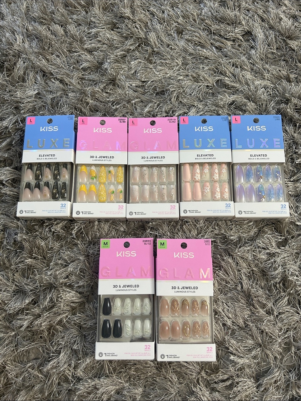 Kiss Press On Nails Lot of 7 - BRAND NEW - Size Medium and Large